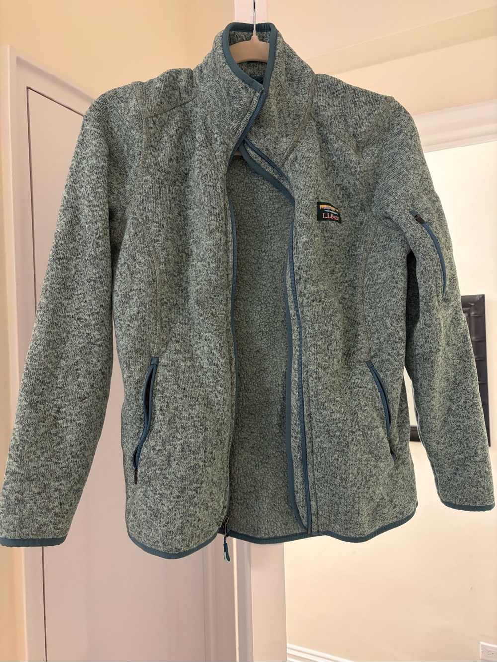 L.L. Bean Heathered Sage Green Full-Zip Fleece Jacket
